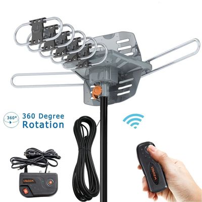 Black Vhf Uhf Amplified Outdoor Digital TV Antenna Private Mold and Adhersive Mount