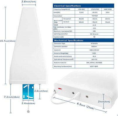 29*20*6.5cm Lpda Marine Antenna Indoor Gsm Fm Panel Antenna Channels 4G 5G